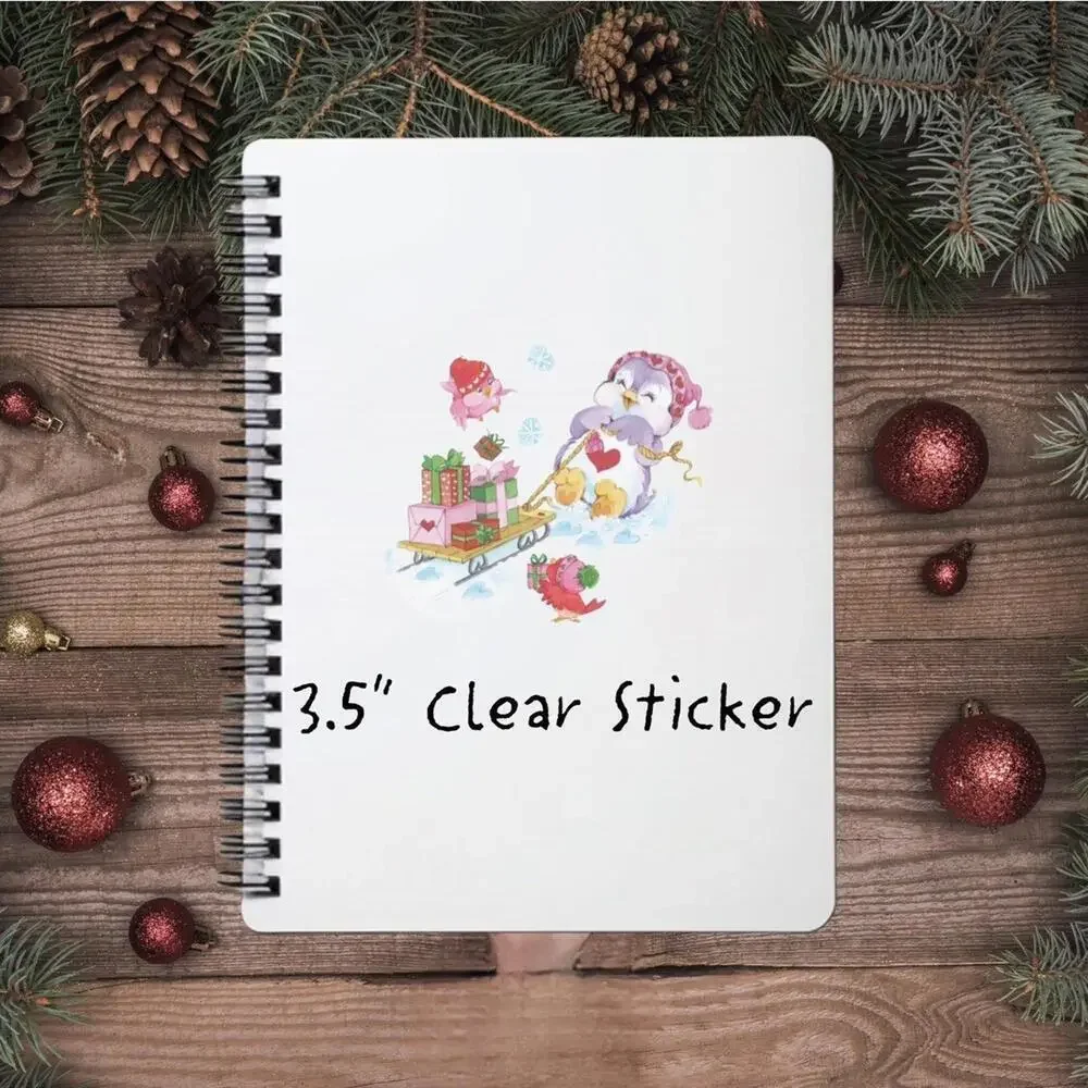 Care Bears Sticker SET OF 5, Clear Decals 3.5”  Bear Cousins Christmas Series 2